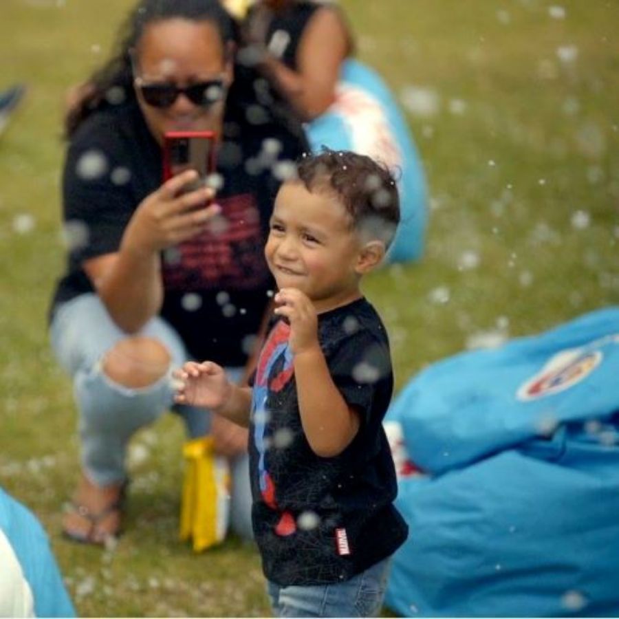 Let It Snow! Our snow machine & Tiptop spread a few smiles